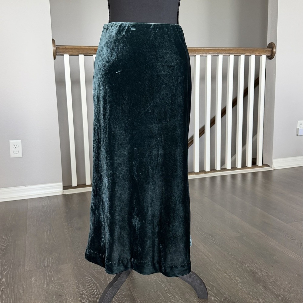Maeve By Anthropologie Velvet Teal Pencil Midi Skirt XS Whimsigoth Party Romance